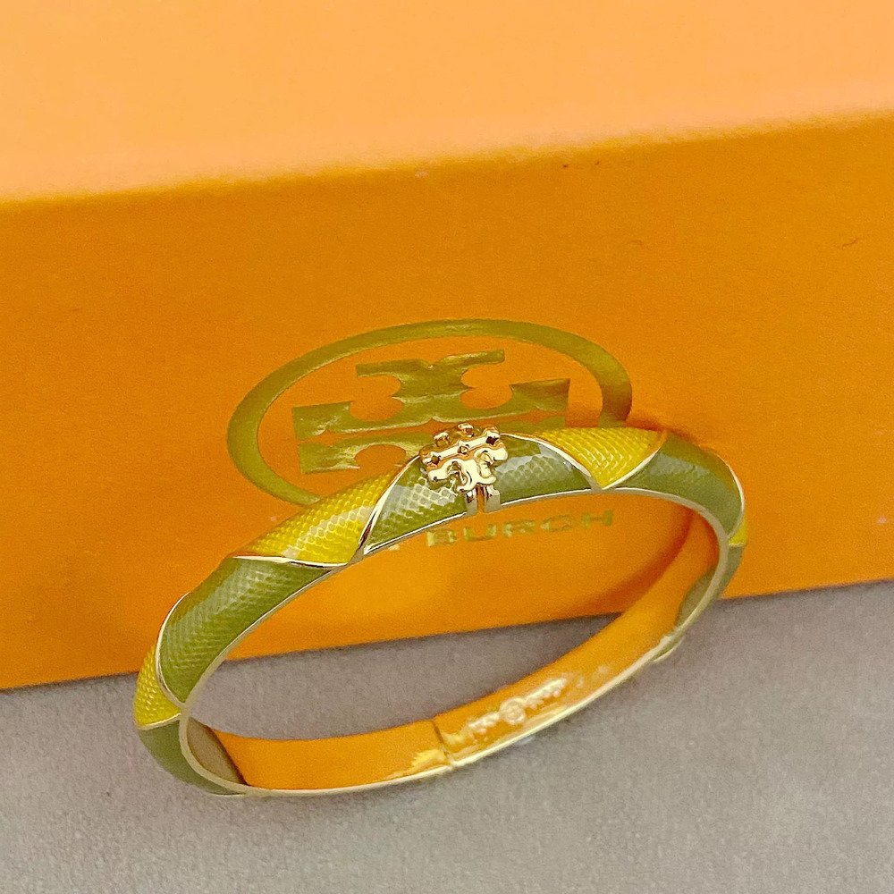 Tory Burch Geometric Colored Enamel Drip Oil Open Retro Metal Bracelet